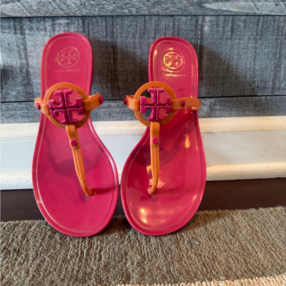Tory Burch Vibrant Pink and Orange Sandals